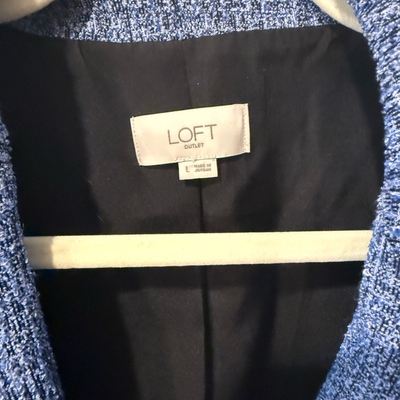 LOFT Women's Blue Tweed Blazer - Picture 2 of 7